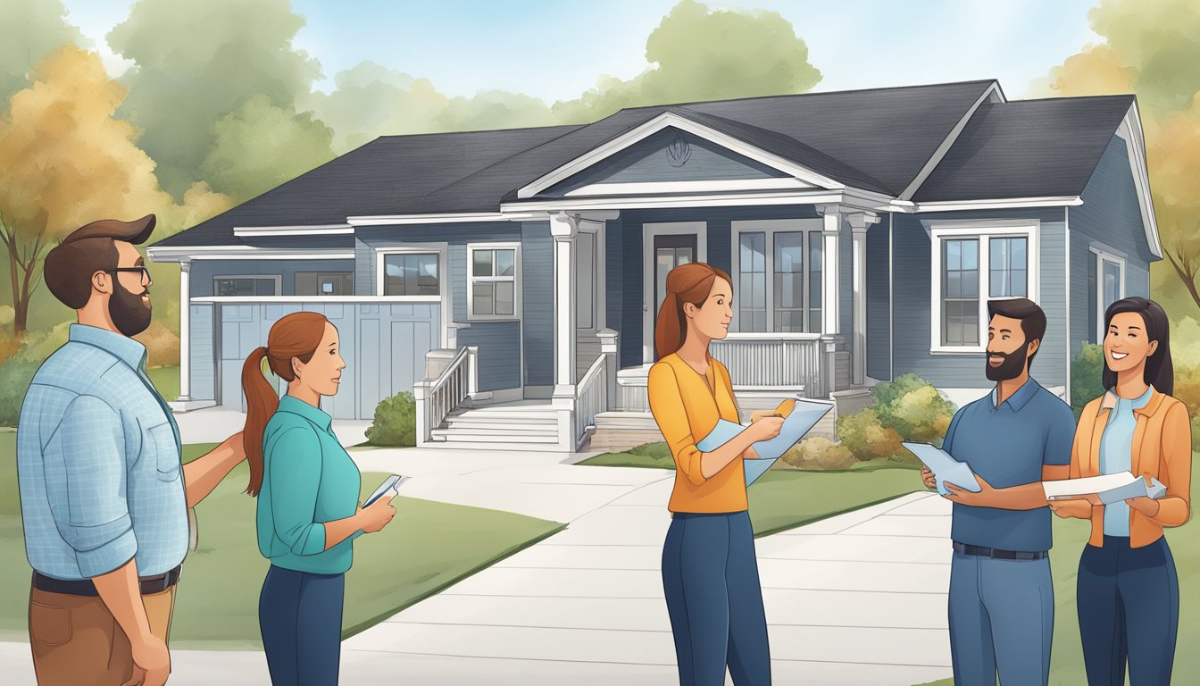A contractor confidently presents a content marketing plan to a group of engaged homeowners, emphasizing the importance of online visibility and customer engagement