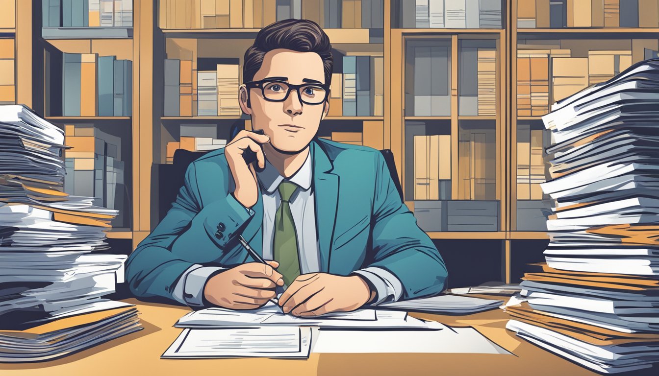 The accountant sits at their desk, surrounded by spreadsheets and financial reports. They engage in a thoughtful conversation with a client, offering professional advice and building a strong relationship