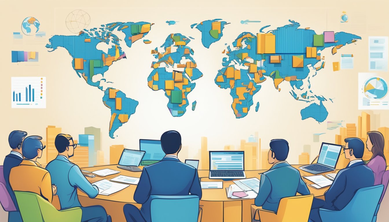 Experts from around the world gather, discussing financial reporting. They bridge the gap between global accounting standards, aiming for convergence