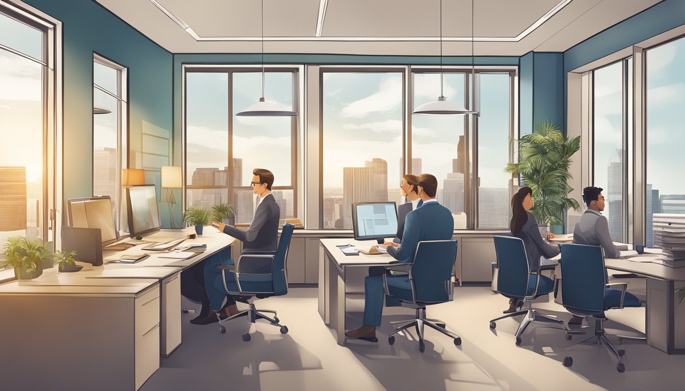 Real estate professionals discussing lease accounting changes in an office setting