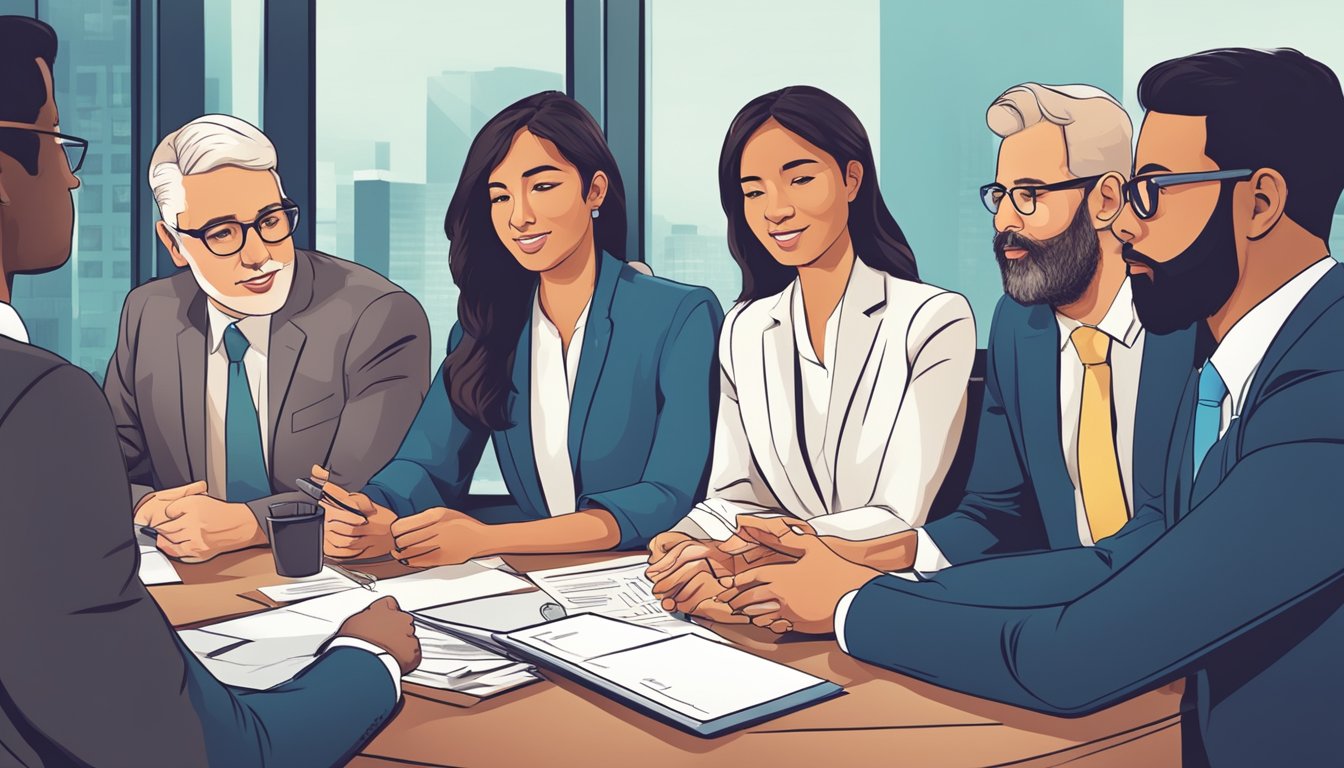 A diverse group of professionals discussing revenue recognition techniques in a tailored accounting seminar